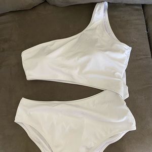 White Cutout Bathing Suit SHEIN